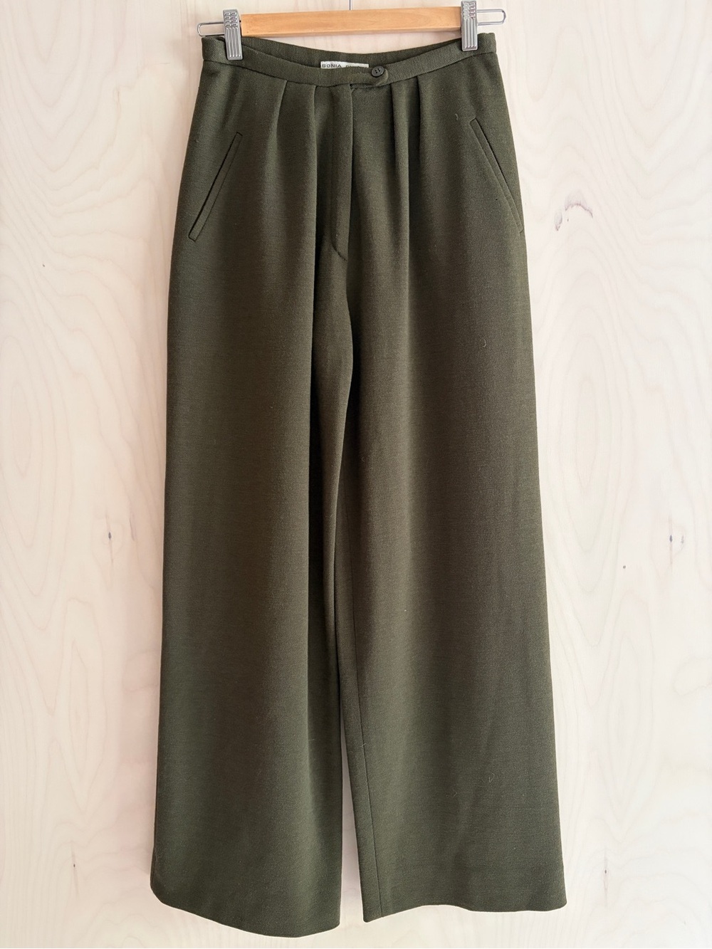 Sonia Rykiel Olive Green Wide-Leg Women’s Trousers